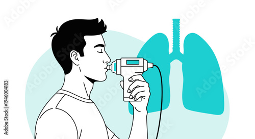 Medical Checkup Illustrates Respiratory Assessment with Lung Analysis Device