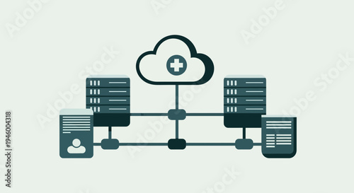 Medical Cloud Data Synchronization And Health Records Security Diagram Visualization