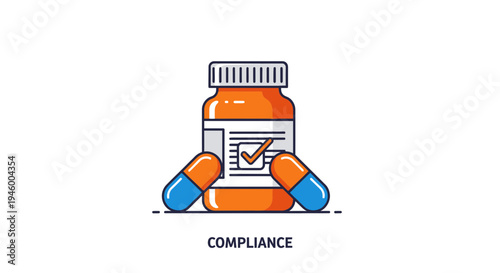 Medical Compliance Icon Depicting Prescription Medication And Health Regulation Adherence
