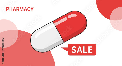 Medical Concept Illustrating Capsule Sale Promotion For Pharmacy Advertising Campaign