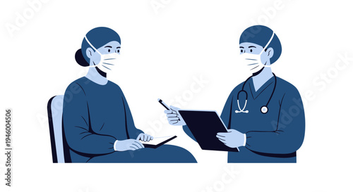Medical Consultation: Healthcare Professionals Discussing Patient Records and Diagnosis
