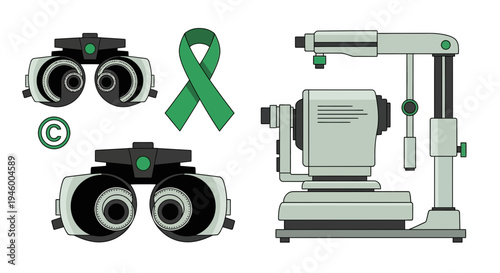 Medical Equipment and Awareness Concepts Presented in Clear Minimalistic Illustrations