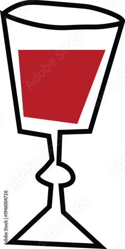 Hand drawn red wine glass illustration in whimsical doodle style for restaurant menu design and social media