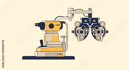 Medical Equipment Illustration: A Modern and Detailed Ophthalmology Examination Device