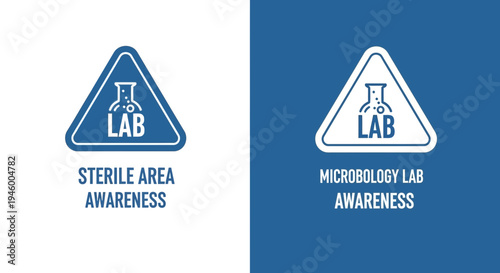 Laboratory Safety Awareness Signage Displaying Microbiology, Sterile Area and Important Information