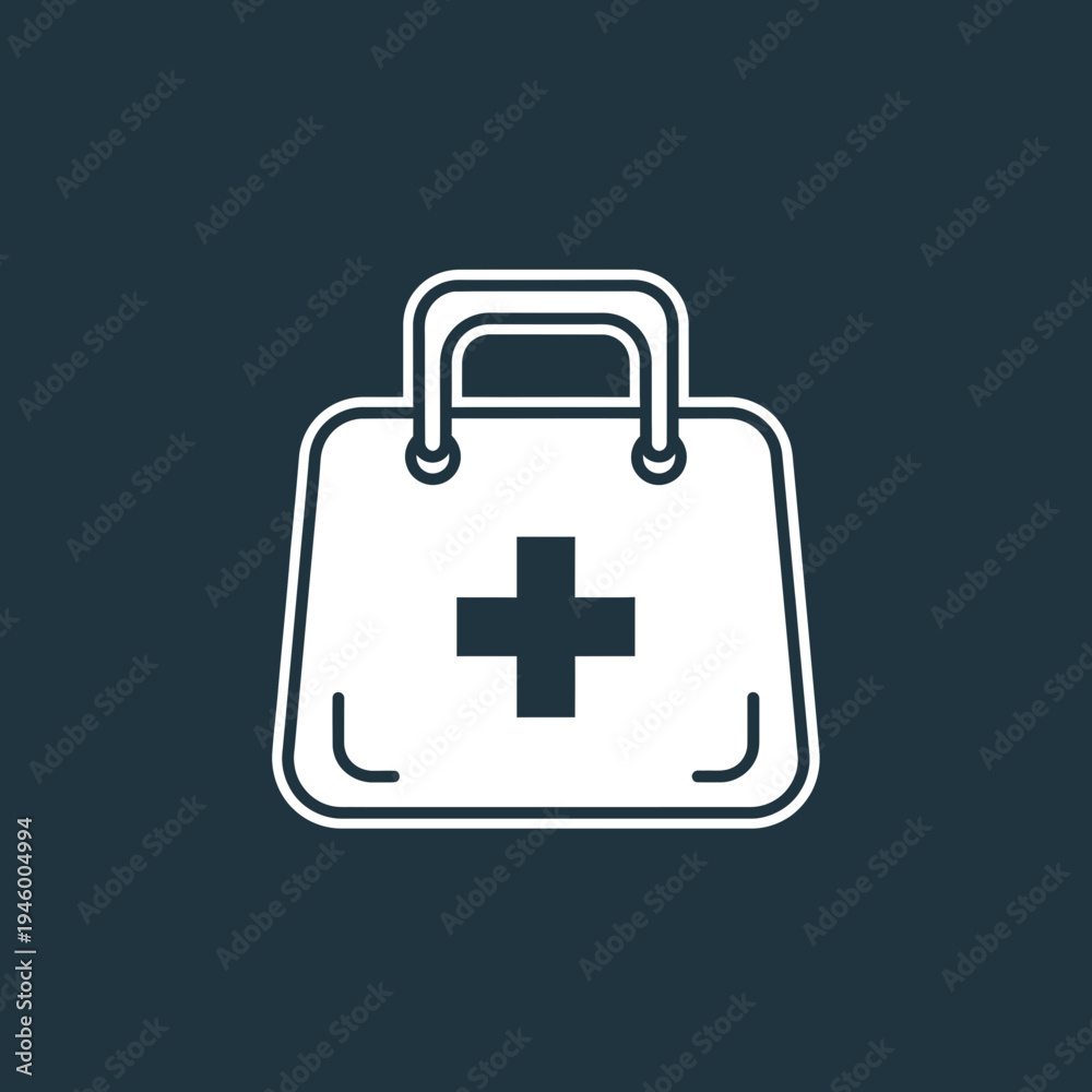 Obraz premium Medical Aid Bag Icon Depicting Health Care, Assistance, and Emergency Provisions