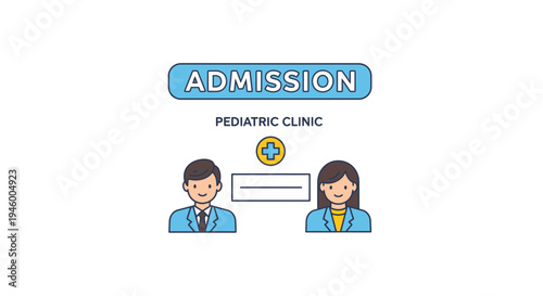 Medical Admission Illustration With Healthcare Professionals And Pediatric Clinic Design