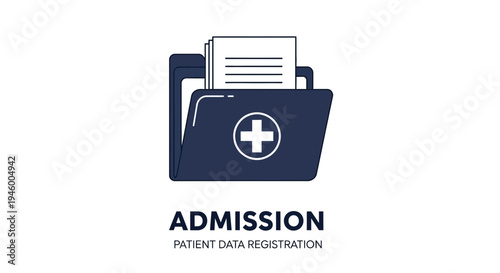 Medical Admission Process Concept Depicted in an Illustrated Folder with Patient Data