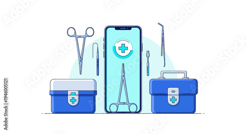 Medical Application Illustrative Concept for Online Healthcare and Digital Assistance