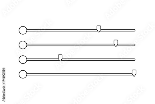 Simple horizontal slider controls representing audio adjustment, settings interface, and level indicator concept.