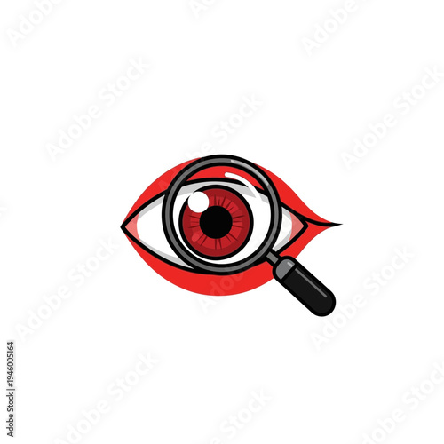 Magnifying Insight: A Detailed Vector Illustration of the Eye Examined Closely on White