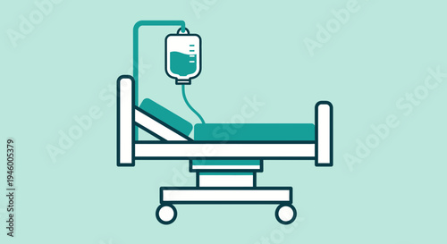 Medical Bed Depicting Patient Care, Healthcare, And Treatment Procedures