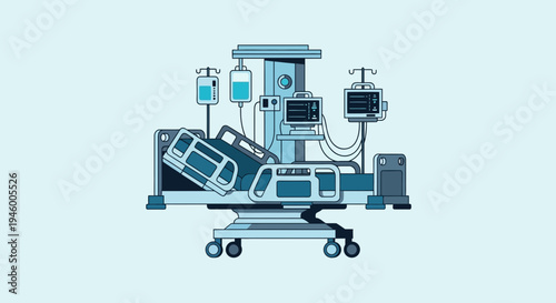 Medical Bed Depiction Illustrating Hospital Care And Intensive Patient Treatment Procedures