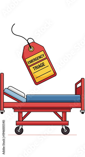 Medical Bed Depiction With Emergency Triage Tag Signifying Urgent Healthcare Needs