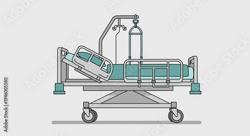 Medical Bed Displaying Advanced Features in Modern Healthcare Facilities Illustration