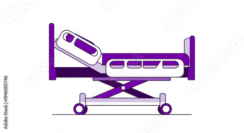 Medical Bed Illustration Depicting Hospital Equipment For Patient Care and Recovery