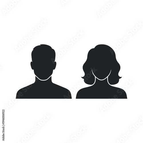 Man and Woman Profile Avatar Silhouette Icons