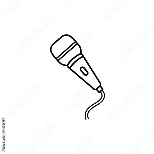 A black line drawing of a handheld microphone