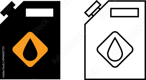 Fuel Gasoline Container Outline Vector Fuel Storage Canister Isolated on Transparent Background