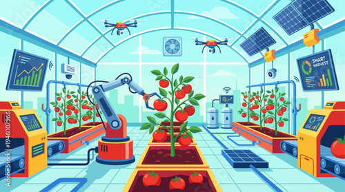 Robotic Harvesting in Smart Greenhouse Vector