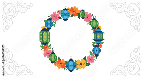 Colorful Flower Wreath Decoration.