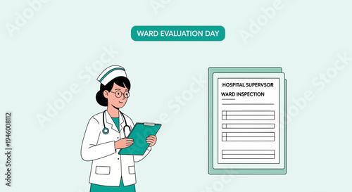 Medical Evaluation Process Depicted With Nurse Examining Ward Inspection Document