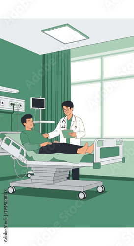 Medical Examination: A Doctor Assessing a Patient's Condition in a Hospital Setting
