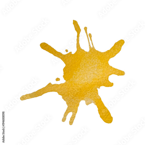 Yellow  paint blot isolated on white background. Yellow decorative splash. Art decorations. Paint spot. Watercolour splash. Design element for backdrops, design effects, decoration. Vector illustratio
