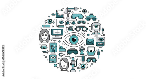 Medical Eye Examination: A Circle of Vision Care, Healthcare, and Diagnostic Equipment