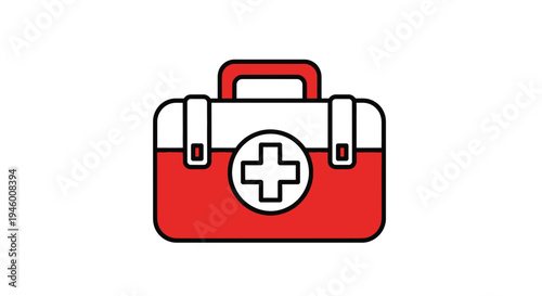 Medical First Aid Kit Emblem Depicting Red Cross Symbolism With Contemporary Illustration