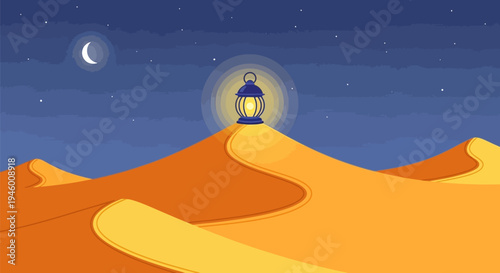 Desert Landscape with Lantern.