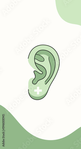 Medical Illustration Featuring A Green Ear Symbolizing Healthcare and Auditory Well-being