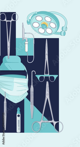 Medical Illustration Featuring Surgical Instruments Depicting Modern Healthcare Procedures