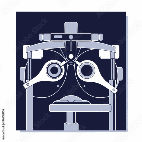 Medical Illustration Featuring an Eye Exam Device Depicting Precision and Diagnostic Clarity