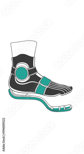 Medical Illustration of a Foot Orthosis Depicting Support and Rehabilitation for Mobility