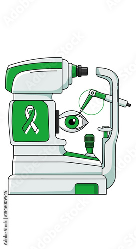 Medical Illustration Featuring Ophthalmic Equipment for Vision Care and Eye Health Awareness