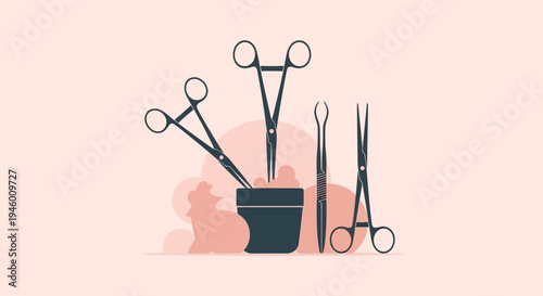 Medical Instrument Abstract Illustration: Surgical Tools Arranged in a Creative Composition