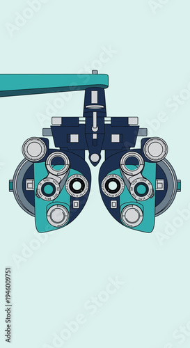 Medical Illustration of Ophthalmic Equipment: A Modern Design for Vision Testing and Eye Exams