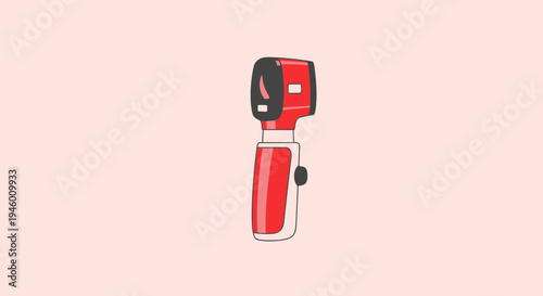 Medical Instrument Depiction: A Modern, Stylized Illustration of an Otoscope in Bold Red Hues