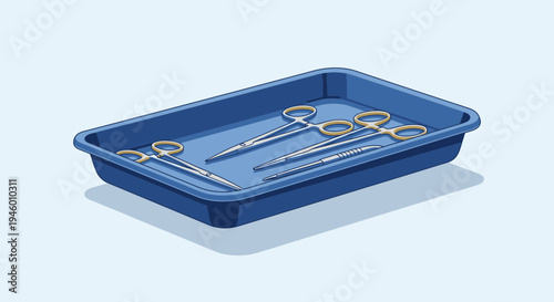 Medical Instrument Tray Displaying Surgical Tools for Healthcare and Operative Procedures
