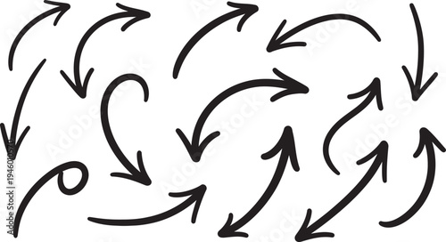 A collection of hand drawn arrows pointing in various directions