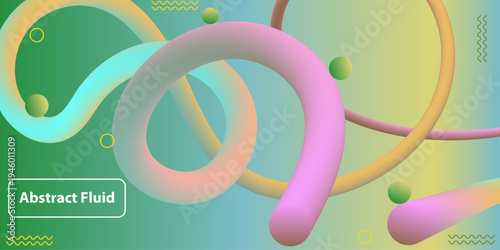 Vibrant abstract fluid design with swirling shapes and colors gradient background