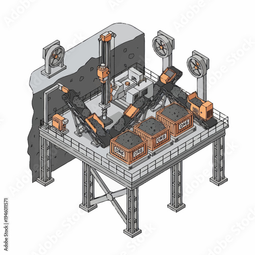 Industrial Automated Robotic Arm Assembly Line System.