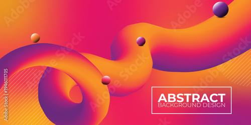 Vibrant abstract art with gradient waves and spheres