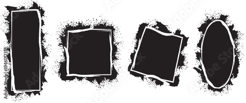 Abstract brushstroke letterforms in black and white