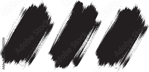 Three black brush strokes on a white background
