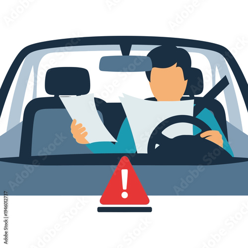 Driver distracted by paper while operating a vehicle.