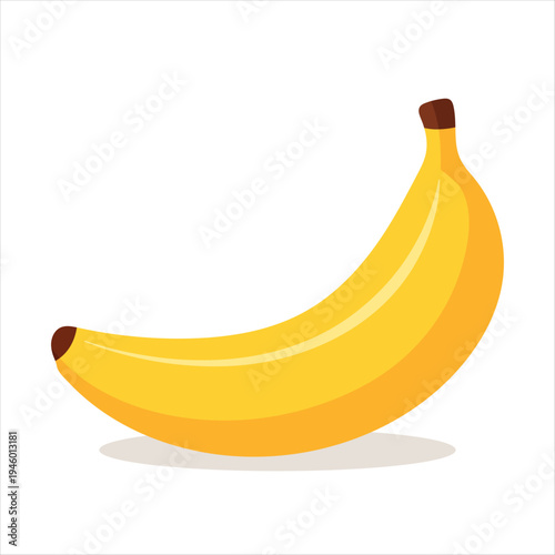 Banana Flat Icon – Fresh Fruit Minimal Colorful Vector Illustration