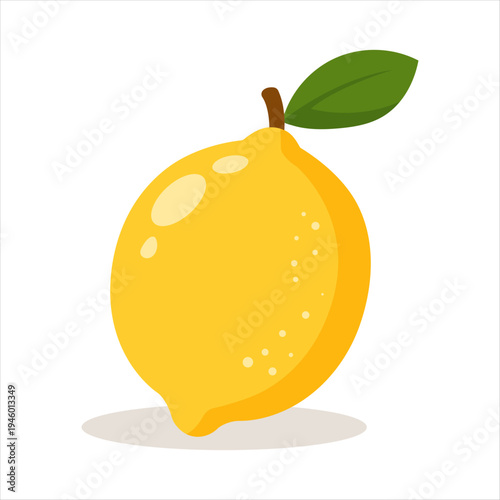 Lemon Flat Icon – Fresh Fruit Minimal Colorful Vector Illustration