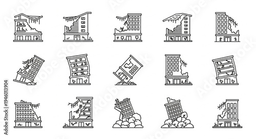 Earthquake Damage - A Collection of Buildings in Ruin.